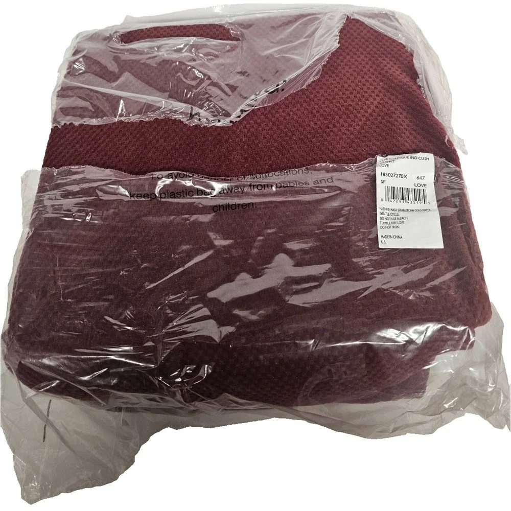 New Surefit crushed pique garnet red loveseat slip box cushion 3 piece cover